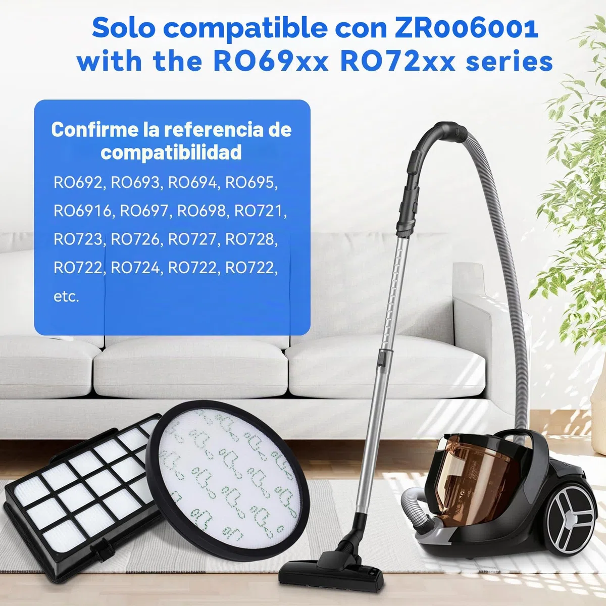 2 Filtros de Repuesto para Rowenta Silence Force/X-Trem Power Cyclonic | RO6941EA RO6963EA RO6921EA RO7230EA RO7260EA RO6921EA RO7230EA RO7260EA