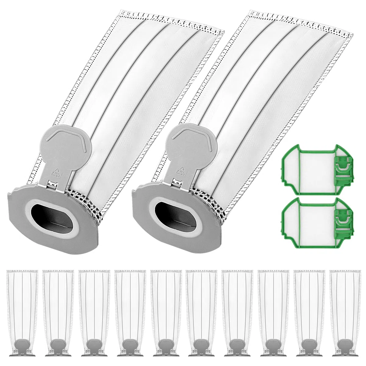 12 Piezas Bolsas para Aspiradora compatible con Vorwerk Kobold VK7 FP7, Bolsas de Filtro con 2 Filtros de Motor, Bolsas de Repuesto compatible con Aspiradoras Vorwerk Kobold VK7
