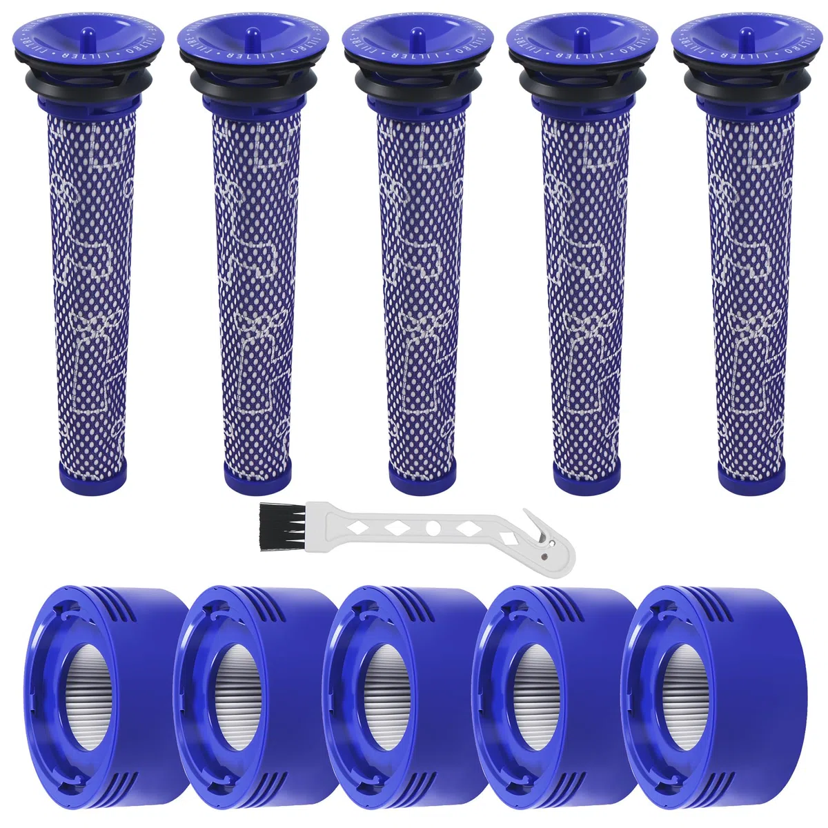 10 Piezas Filtro de Repuesto para Dyson V8 V7 Serie，Kit de Accesorios de Filtro V8 V7 de Repuestos para Dyson, Prefiltro 5x + Filtro posterior 5x HEPA con 1 Cepillo, Intercambio para DY-96566101, DY-9