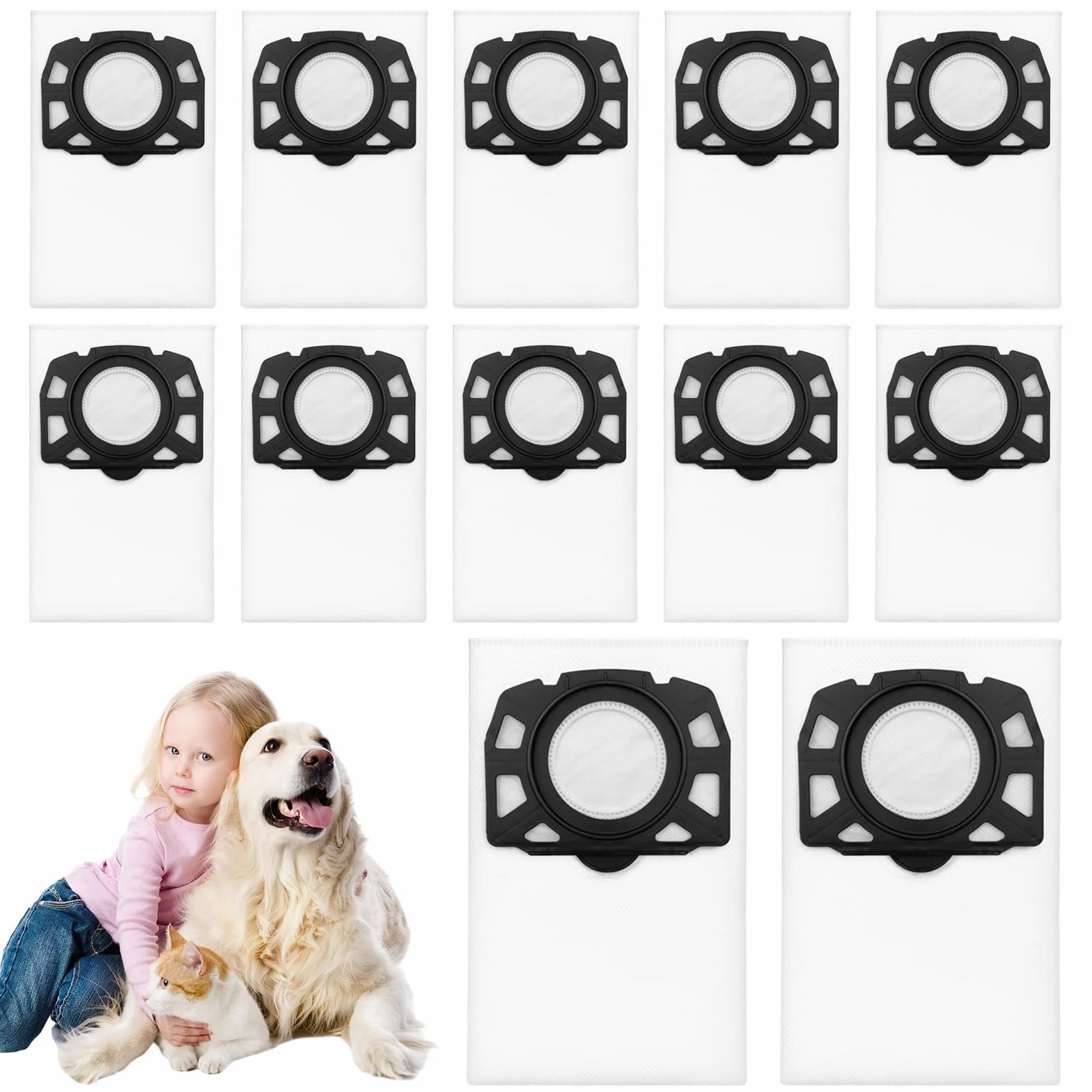 12 Bolsas Filtro para Kärcher WD4 WD5 WD6 MV4 MV5 MV6, Compatible con KFI 487, para Aspiradores Kärcher Seco/Húmedo