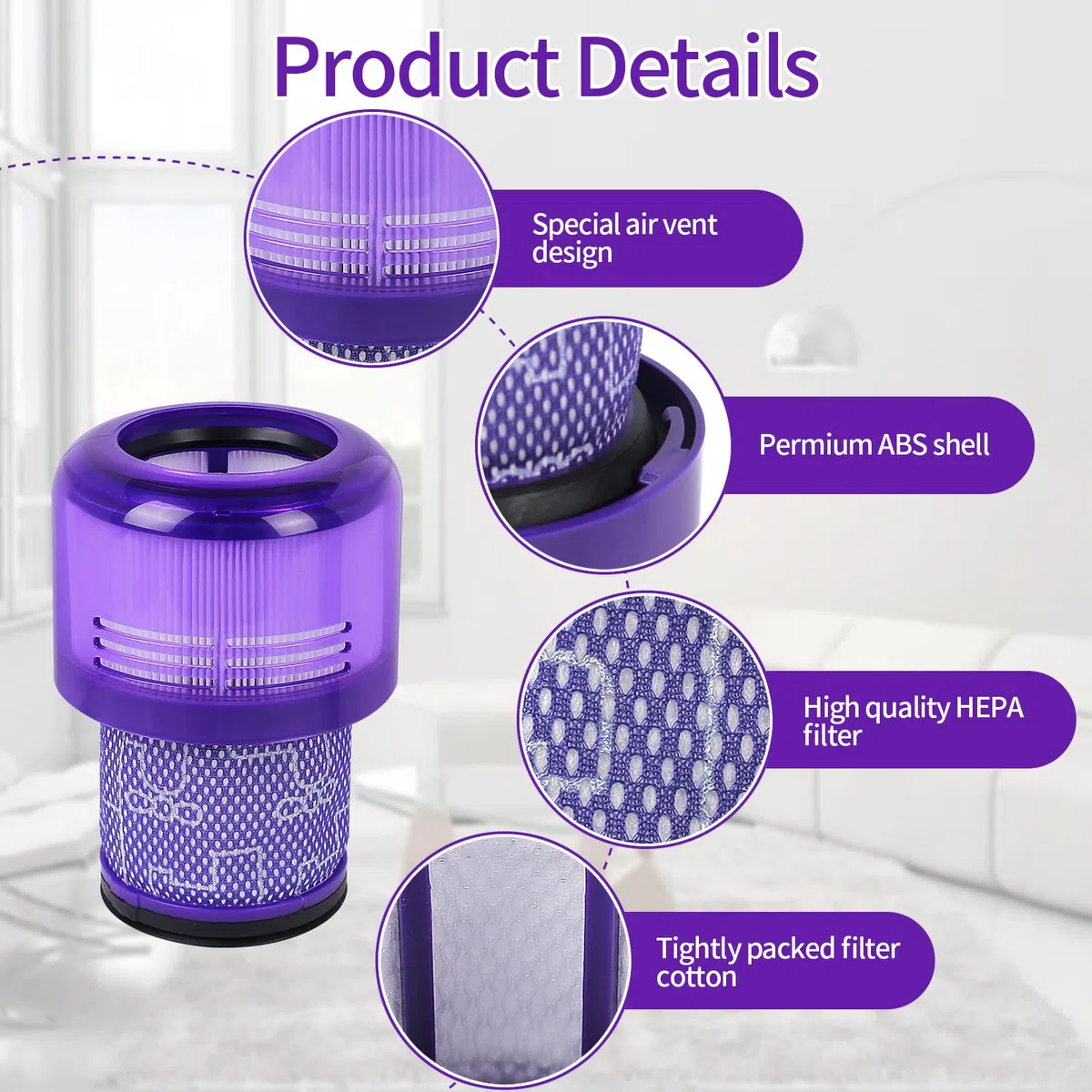 Gudotra Filtros de repuesto para Dyson V11 V15 SV14 SV17 SV22 V11 Absolute Animal Fluffy Torque Drive Complete Pro Filtros de repuesto reutilizables DY-970013-02