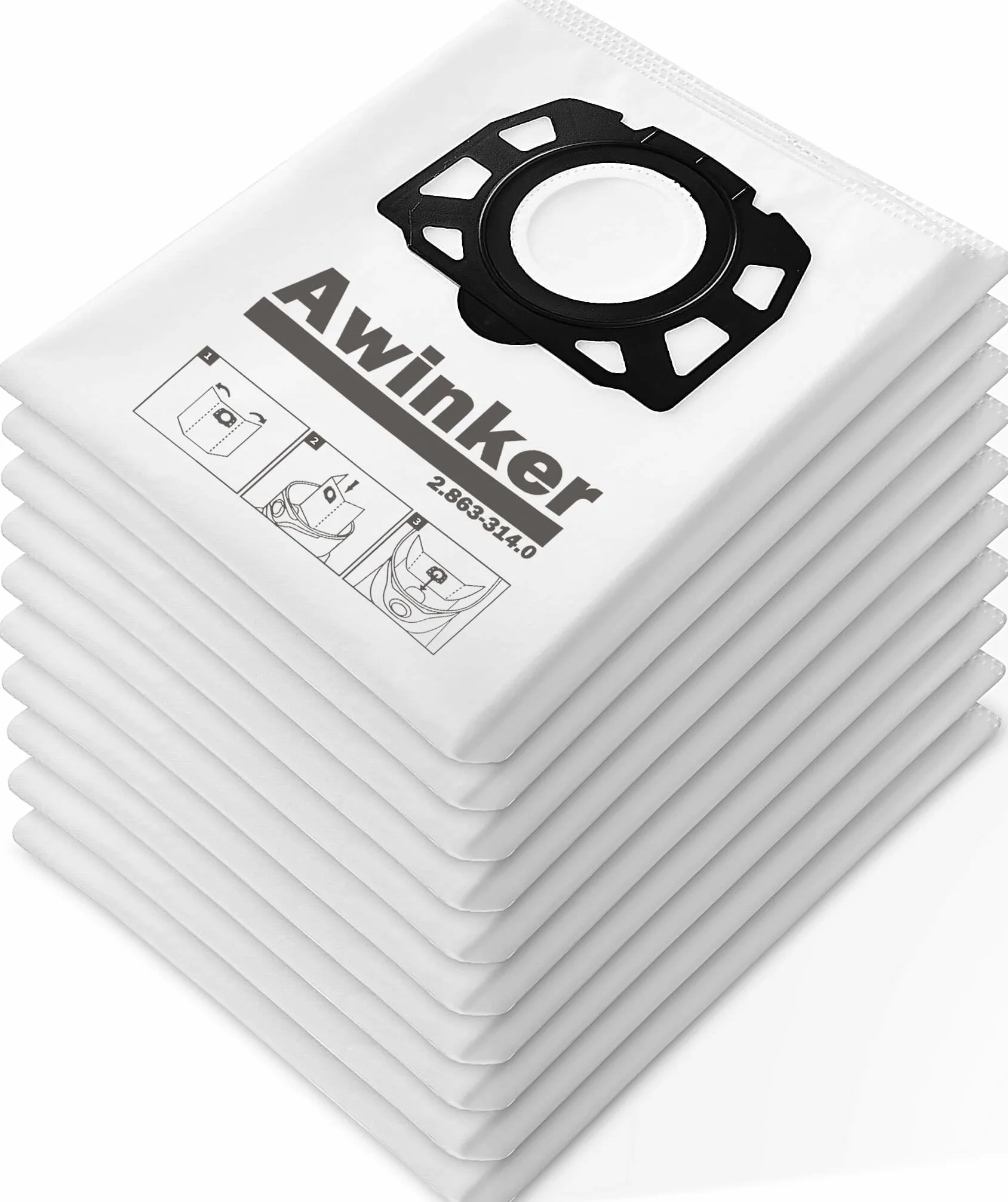 Paquete de 10 bolsas para aspiradora Karcher WD2 Plus WD3S WD 3S WD 3V KFI 357 KWD 1-3 2.863-314.0 SE4001 SE4002