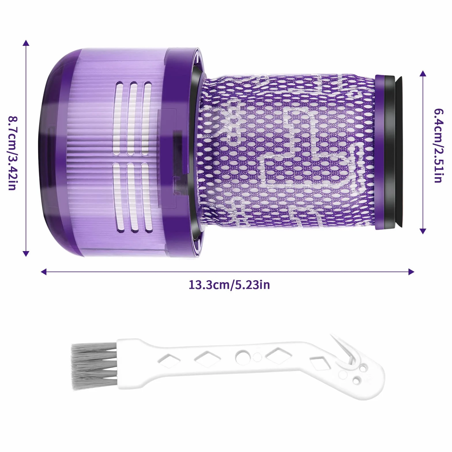 Filtro para Dyson V12, 2 Piezas Filtro para Dyson V12 Detect Slim Absolute Extra Total Clean Motorhead Complete Clean Aspiradora, Replacement Part # 971517-01