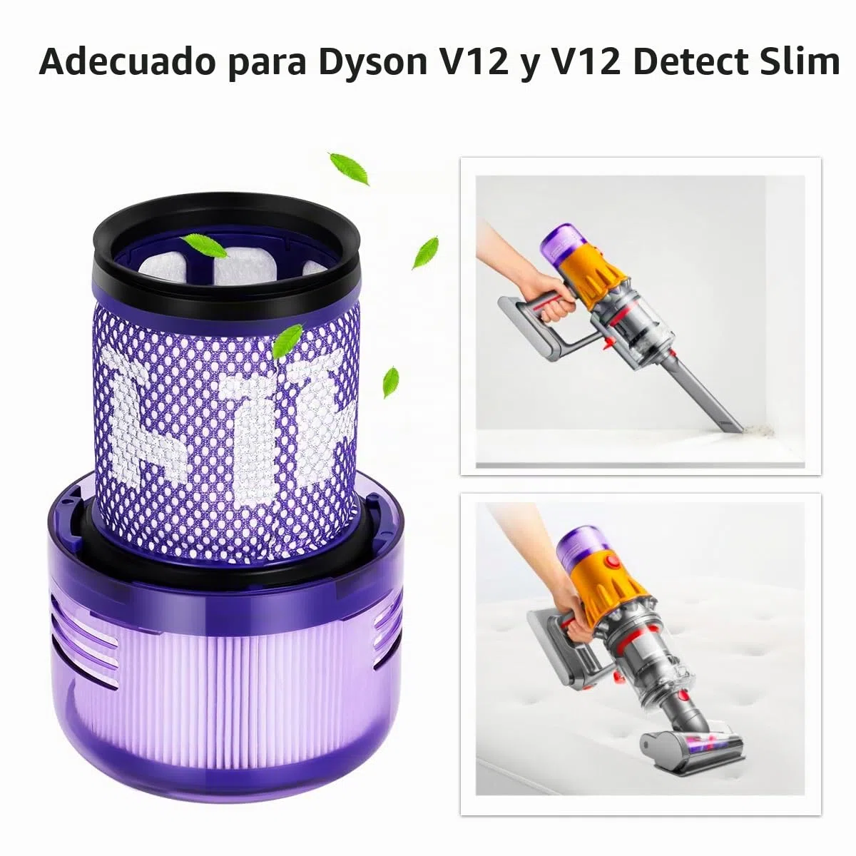 YanBan 2 filtros de repuesto compatibles con aspiradora Dyson V12 Detect Slim Absolute, pieza n.º 971517-01