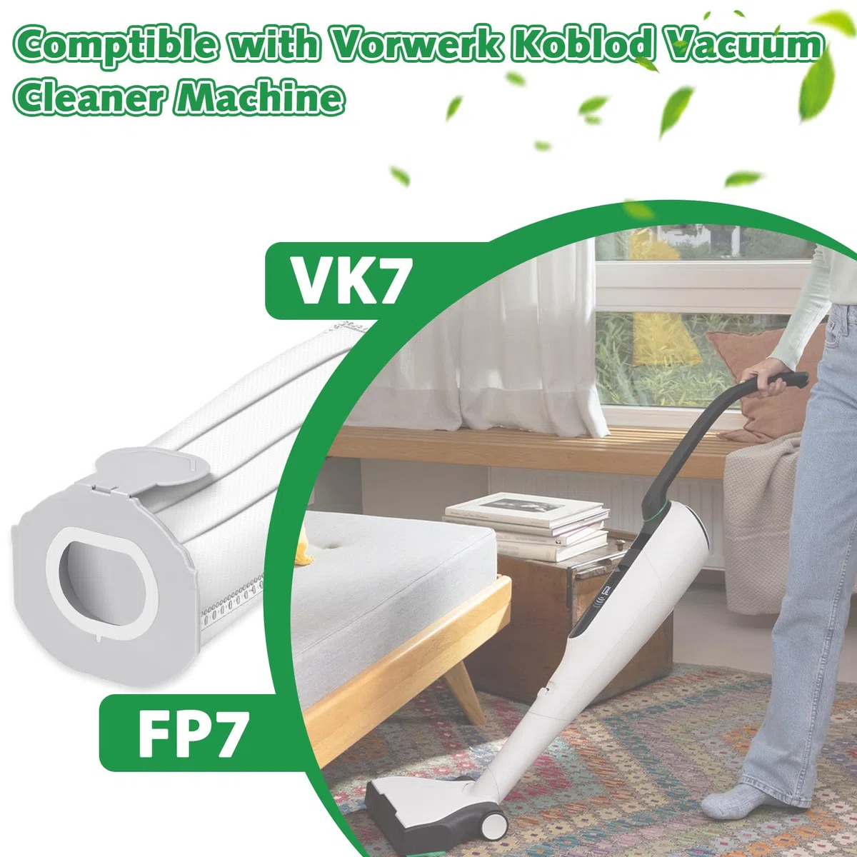 10 bolsas para aspiradora Vorwerk Kobold VK7 FP7, bolsas de filtro para aspiradoras Vorwerk VK7 FP7, bolsas de repuesto