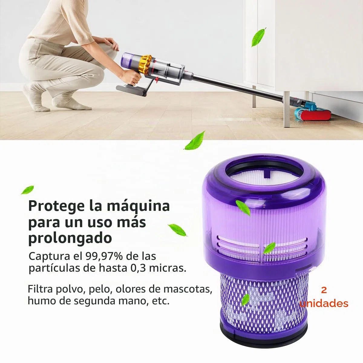 YanBan 2 filtros de repuesto compatibles con aspiradora Dyson V12 Detect Slim Absolute, pieza n.º 971517-01