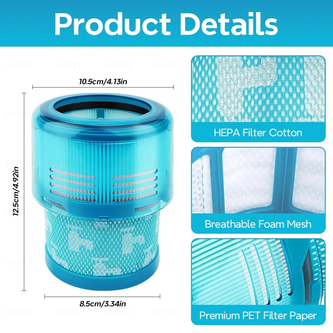 2 Piezas Filtro Compatible para Dyson Gen 5 Detect Absolute Aspiradora Sin Cable,Juego de Recambios de Filtro,Filtro HEPA Lavable Accesorios Repuestos.
