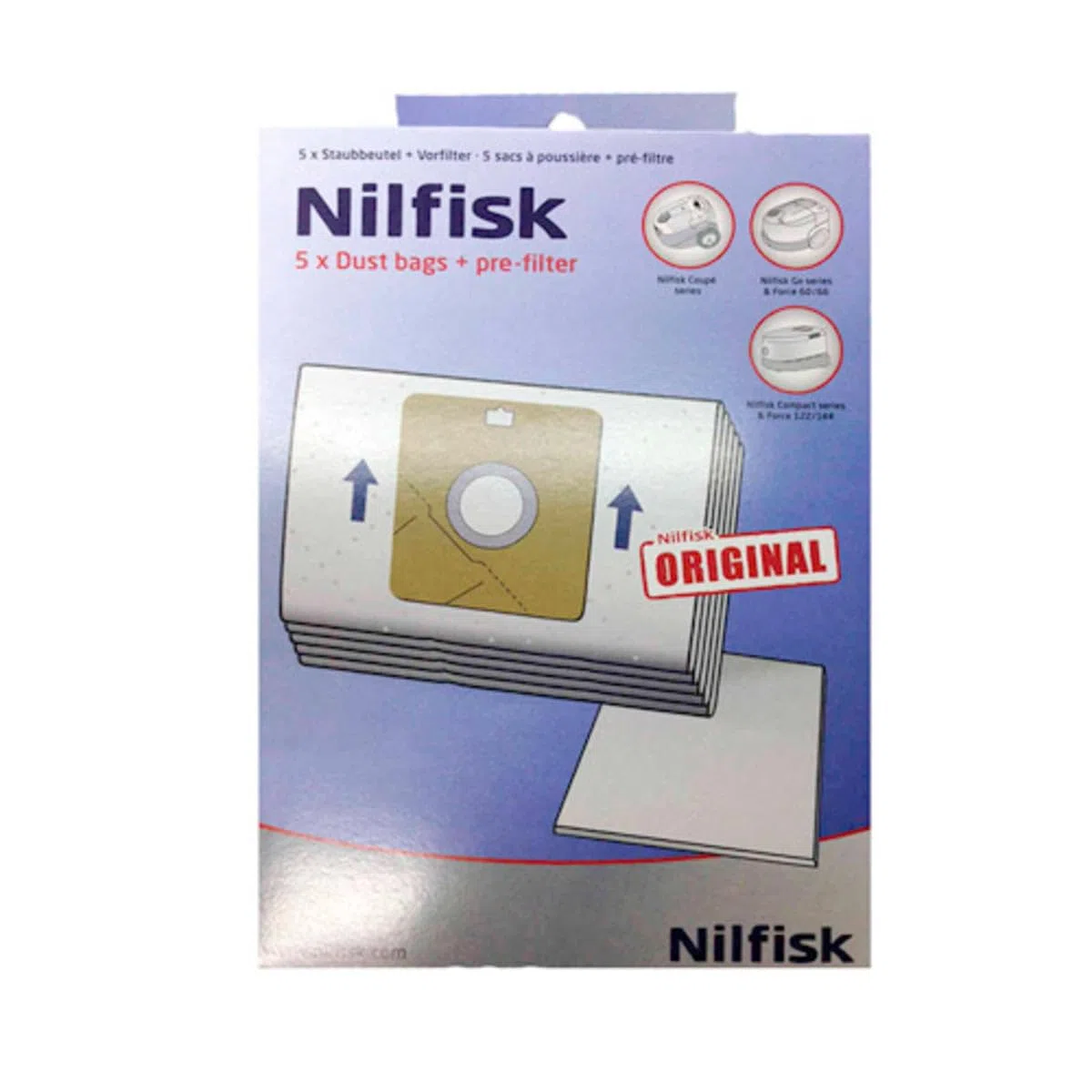 Nilfisk bolsas compatible con aspiradora Compact, One, Coupé, Go (5 unidades) ORIGINAL 78602600