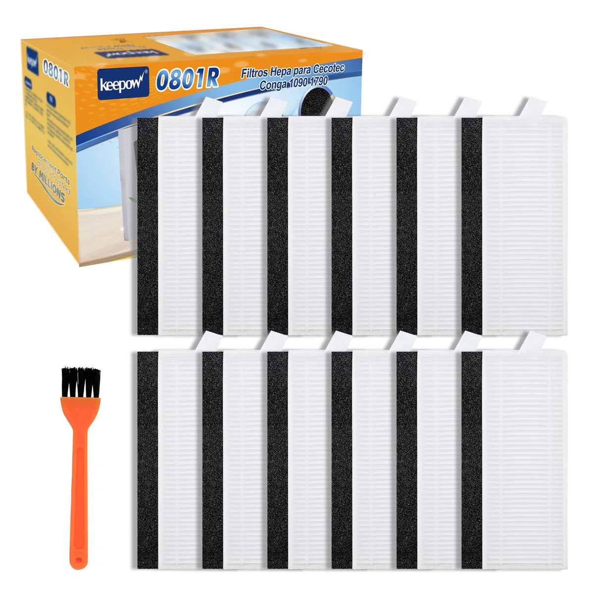 KEEPOW Filtros para Cecotec Conga 1790/1090, 12 Piezas | Eficiente Filtración, Recambios para Conga 1790, Filtros para Conga 1090, Incluye Mini Cepillo