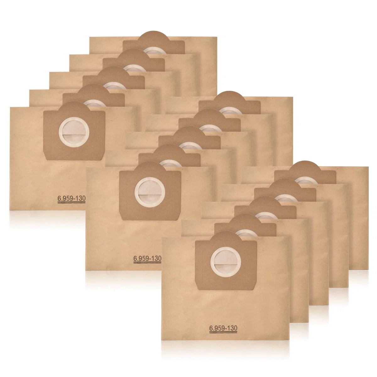 15 unidades Bolsas filtro de papel para aspiradora Kärcher 6.959-130.0, WD3 Bolsas filtro de papel para aspiradora WD3 1629 MV3 Premium A2201/2604/2251/2554/2504/2204 (130-15 Piezas)