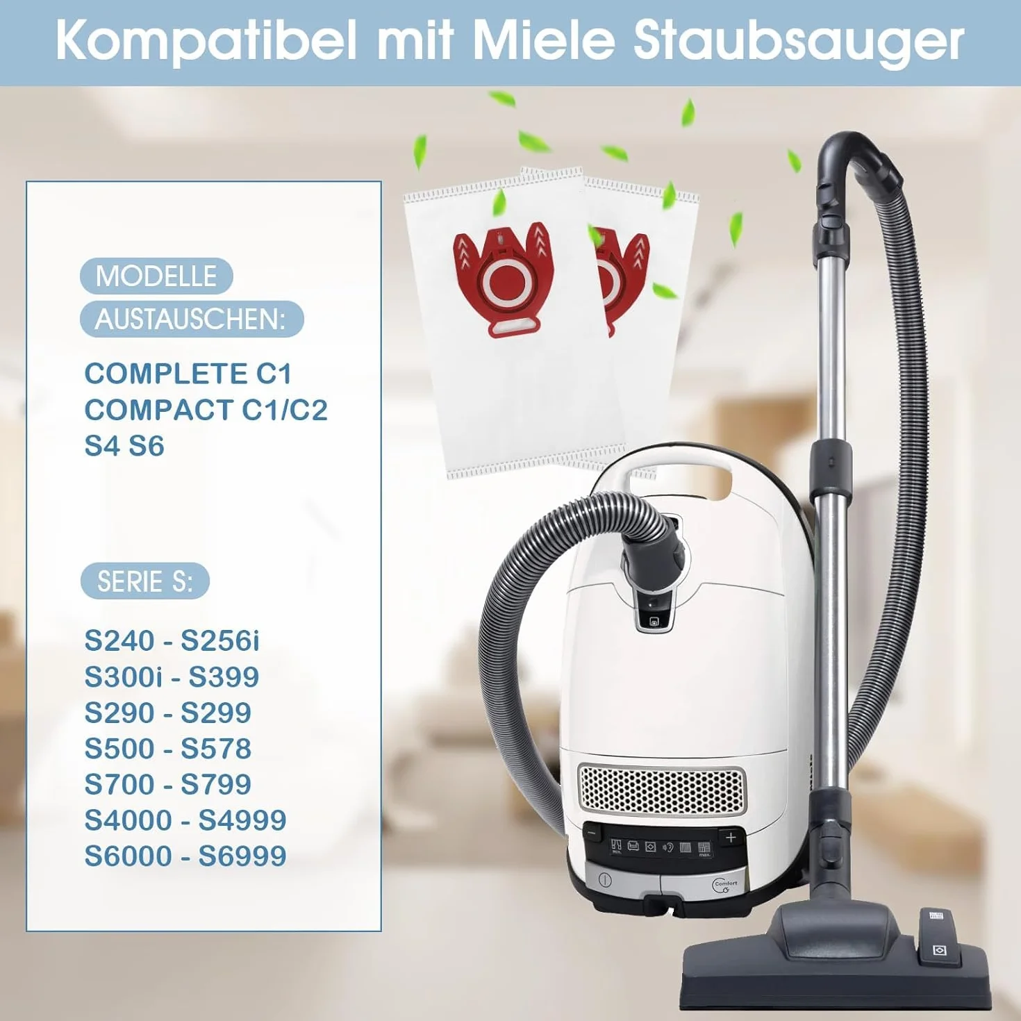 15 Bolsas para aspiradora Miele Compact C1 Compact C2 Serie Completa C1 S2 S3 S4 S5 S6 S7 con 2 Filtros